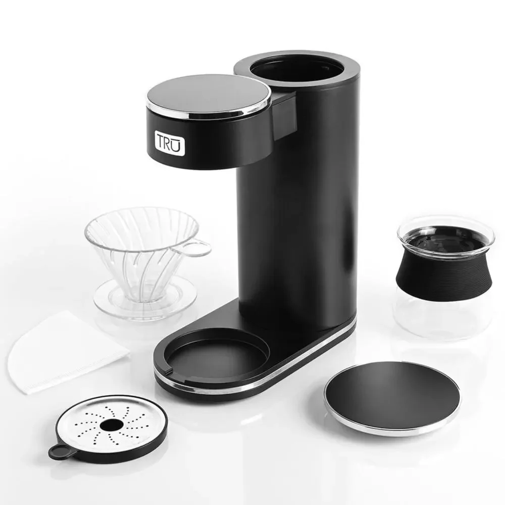 NEW TRU Black Automatic Pour Over Coffee Maker Digital Touch Screen Machine